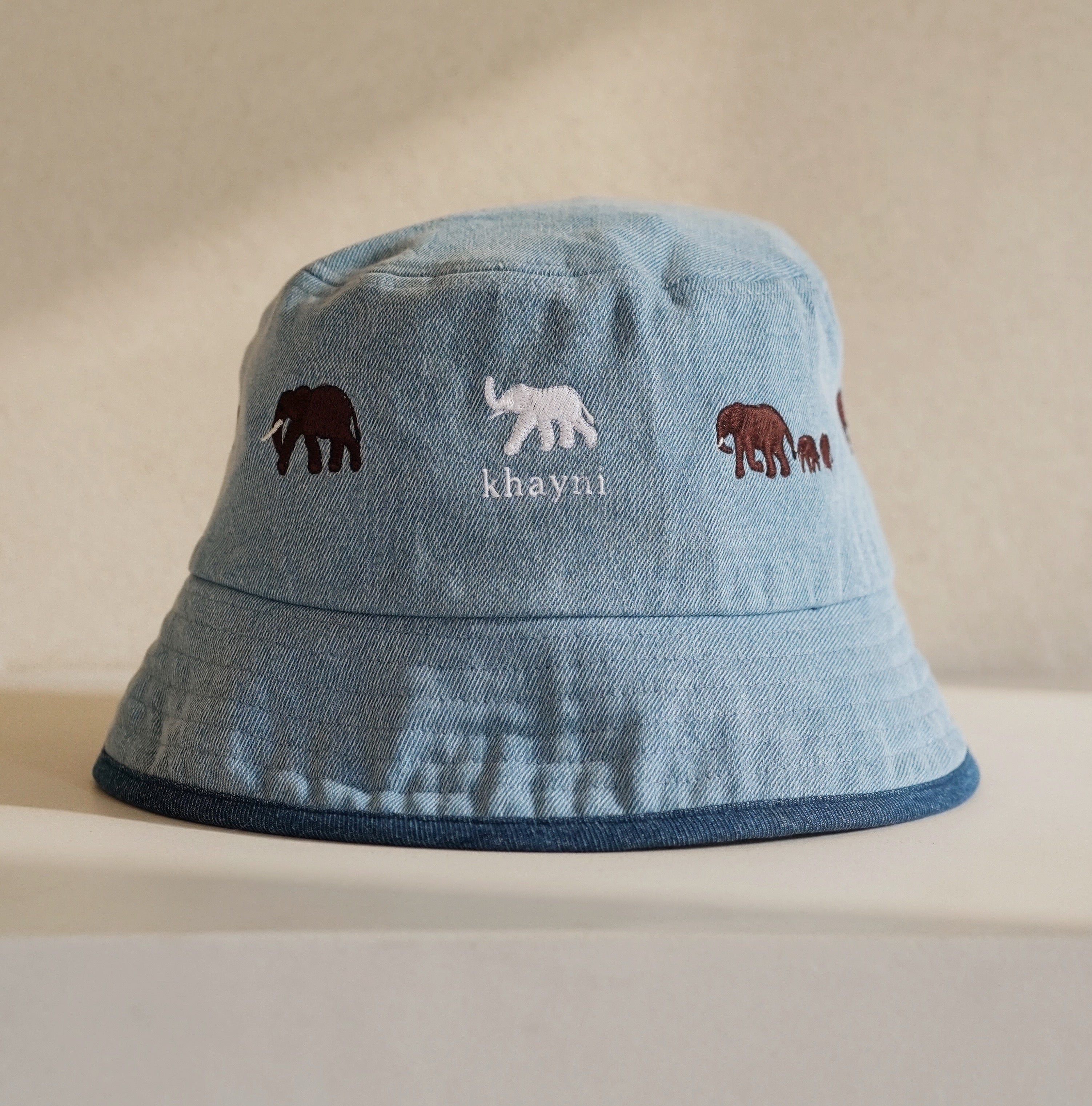 Bucket Hat with elephant embroidery