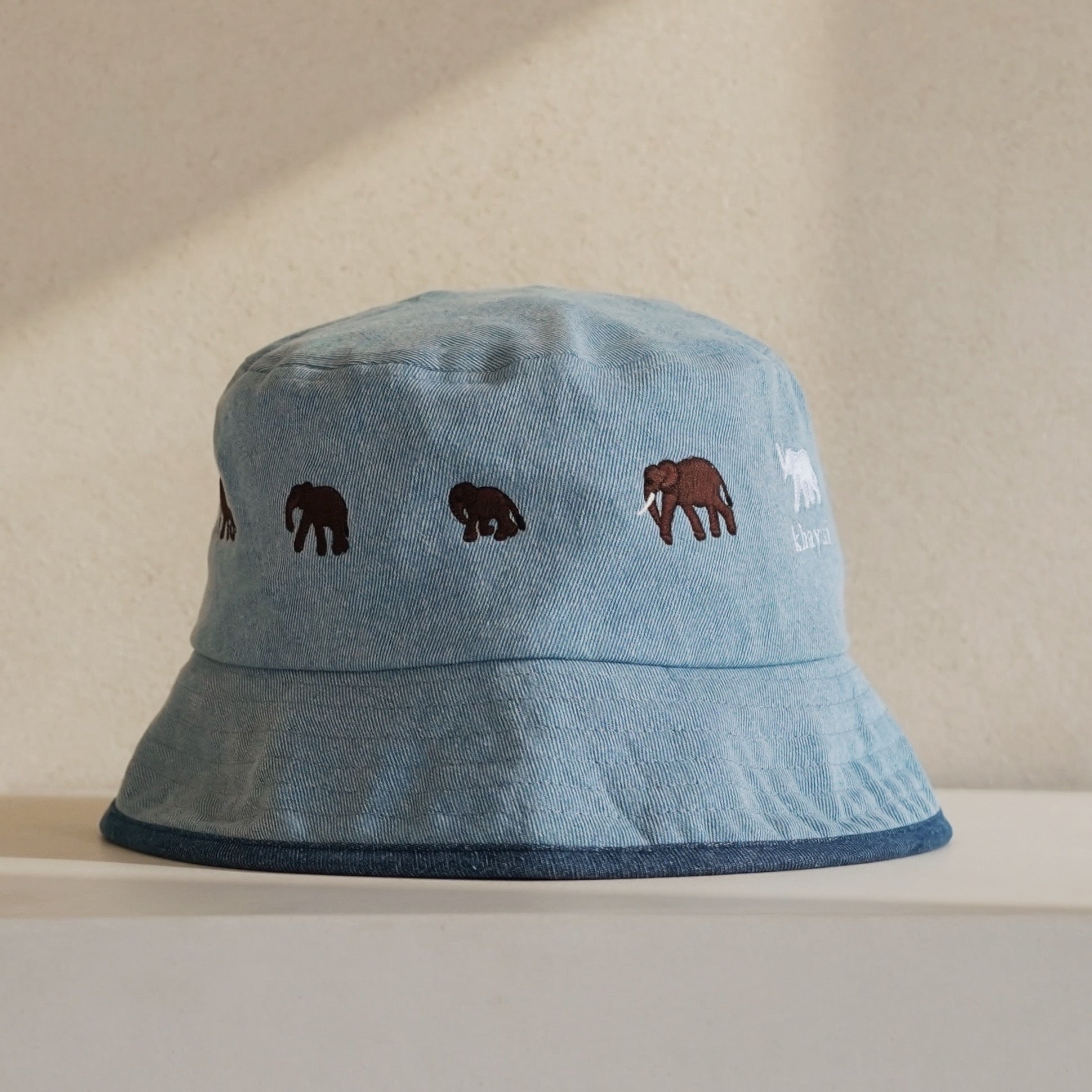 Bucket Hat with elephant embroidery