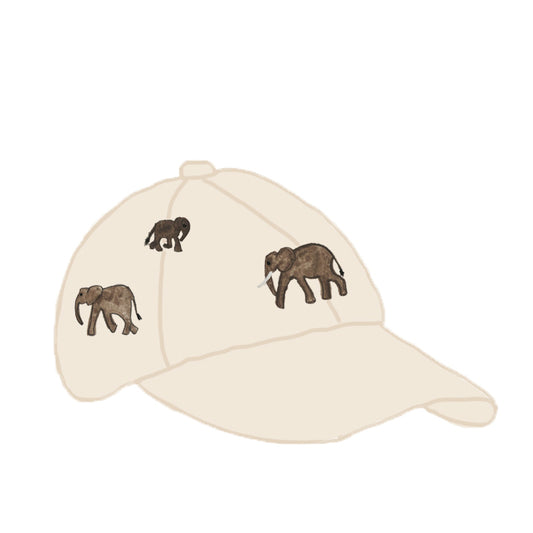 Organic cotton baseball cap with elephant embroidery
