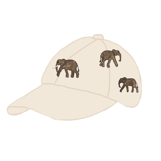 Organic cotton baseball cap with elephant embroidery