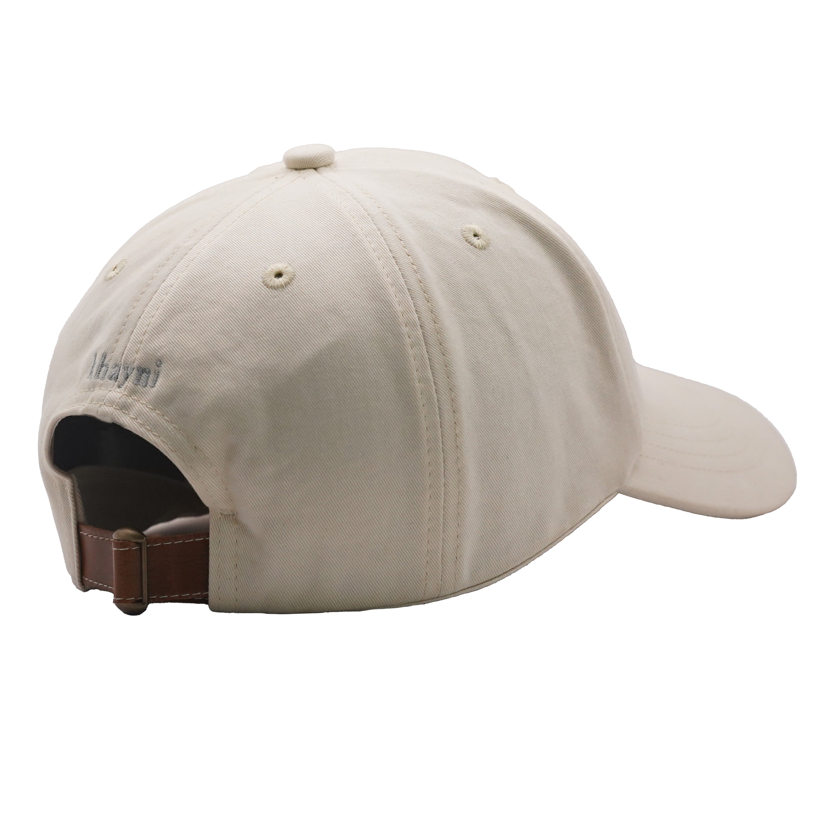 Organic cotton baseball cap with leather strap