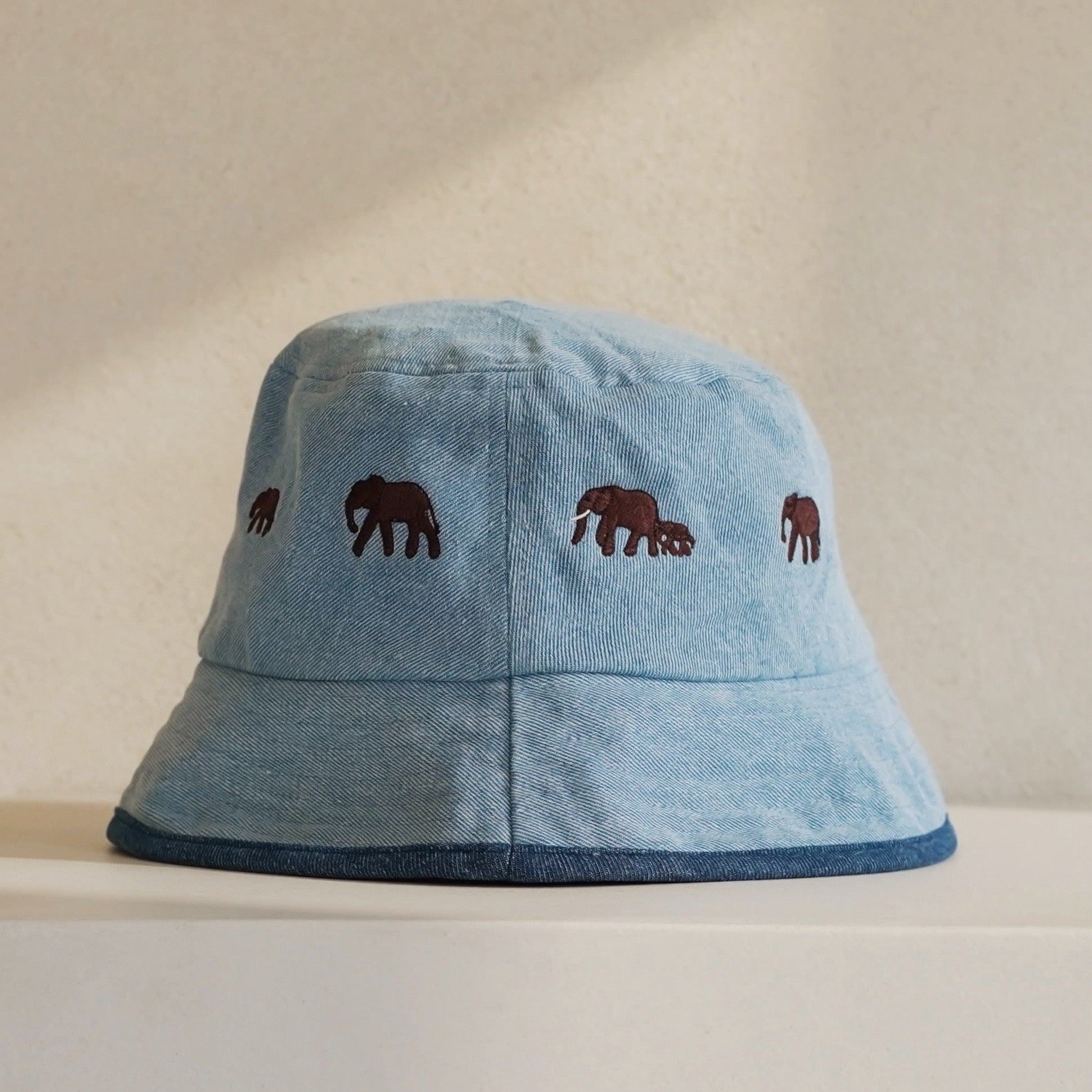 Bucket Hat with elephant embroidery