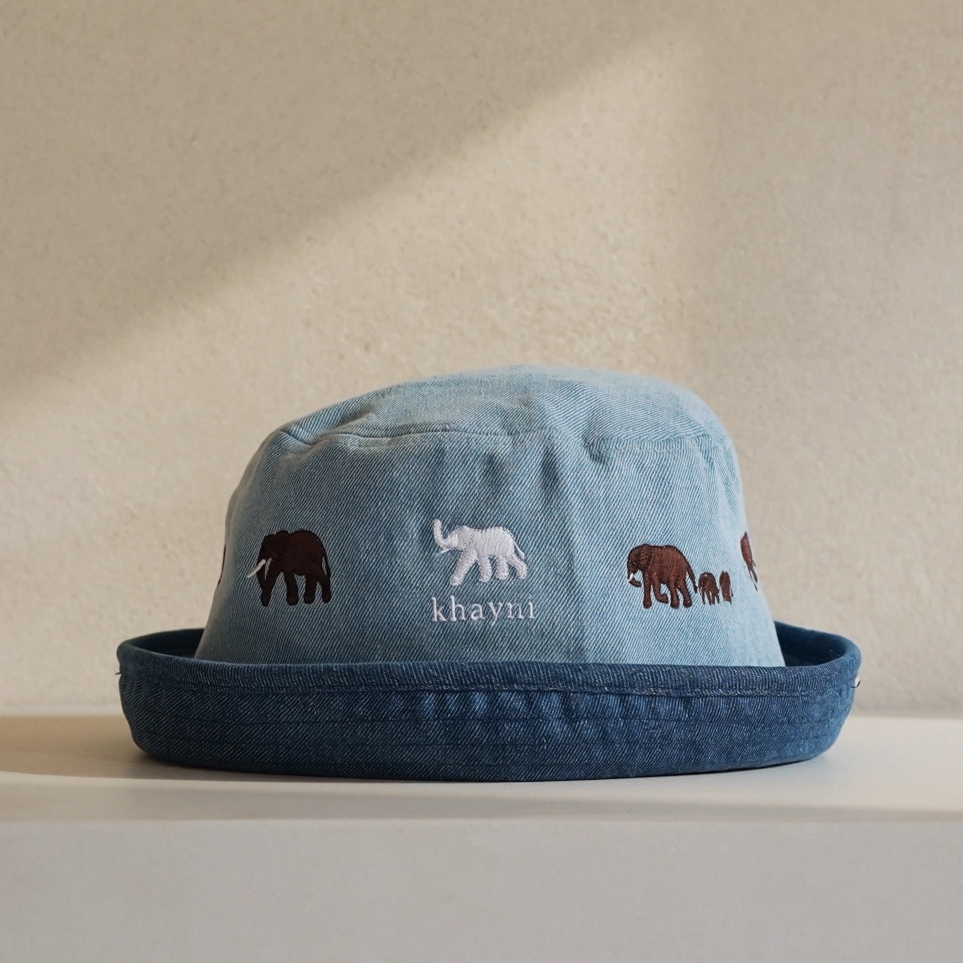 Bucket Hat with elephant embroidery