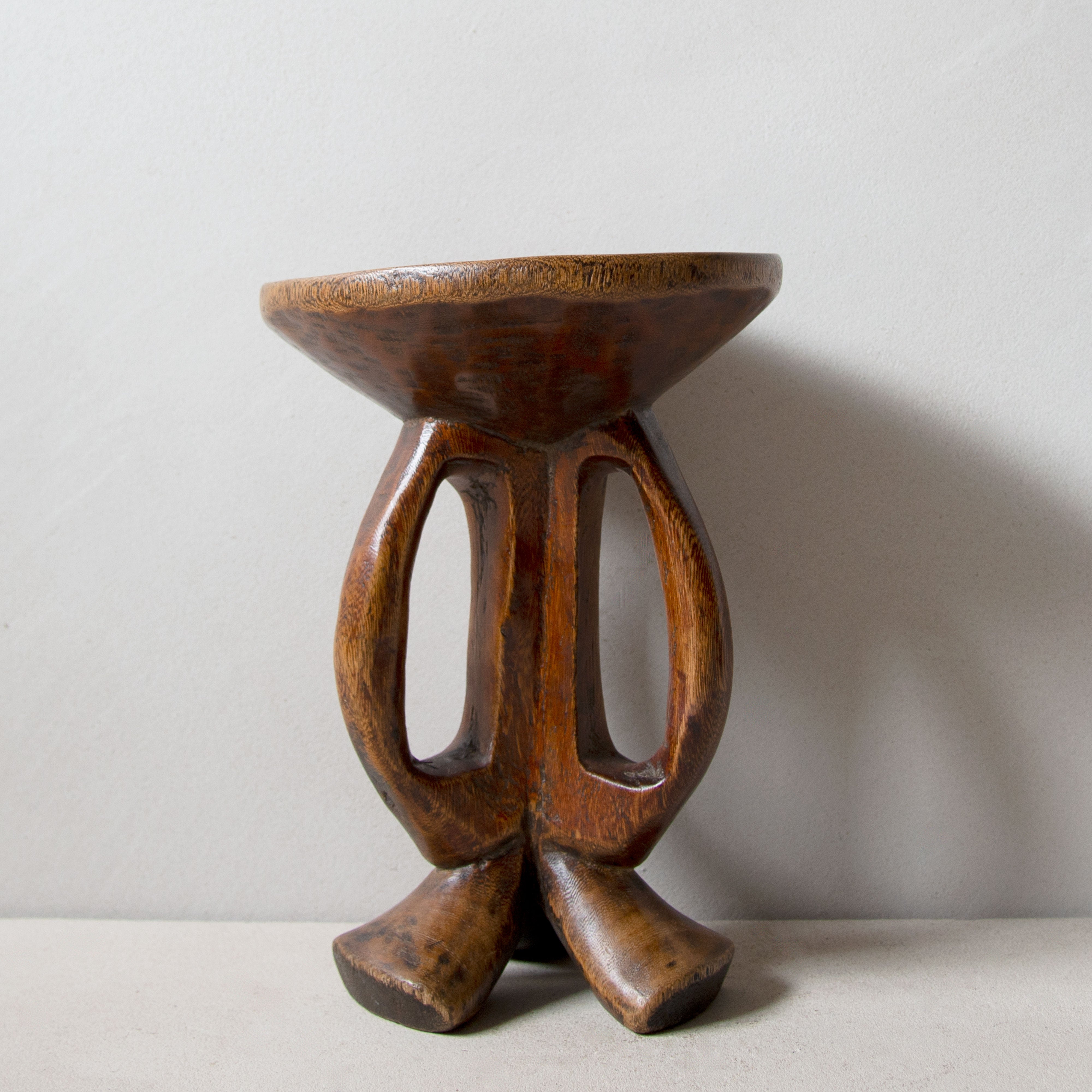 Front view of Khayni's hand-carved Pokot stool No.8