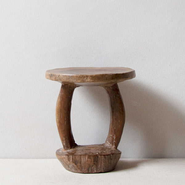 Front view of Khayni's hand-carved Pokot stool No.1