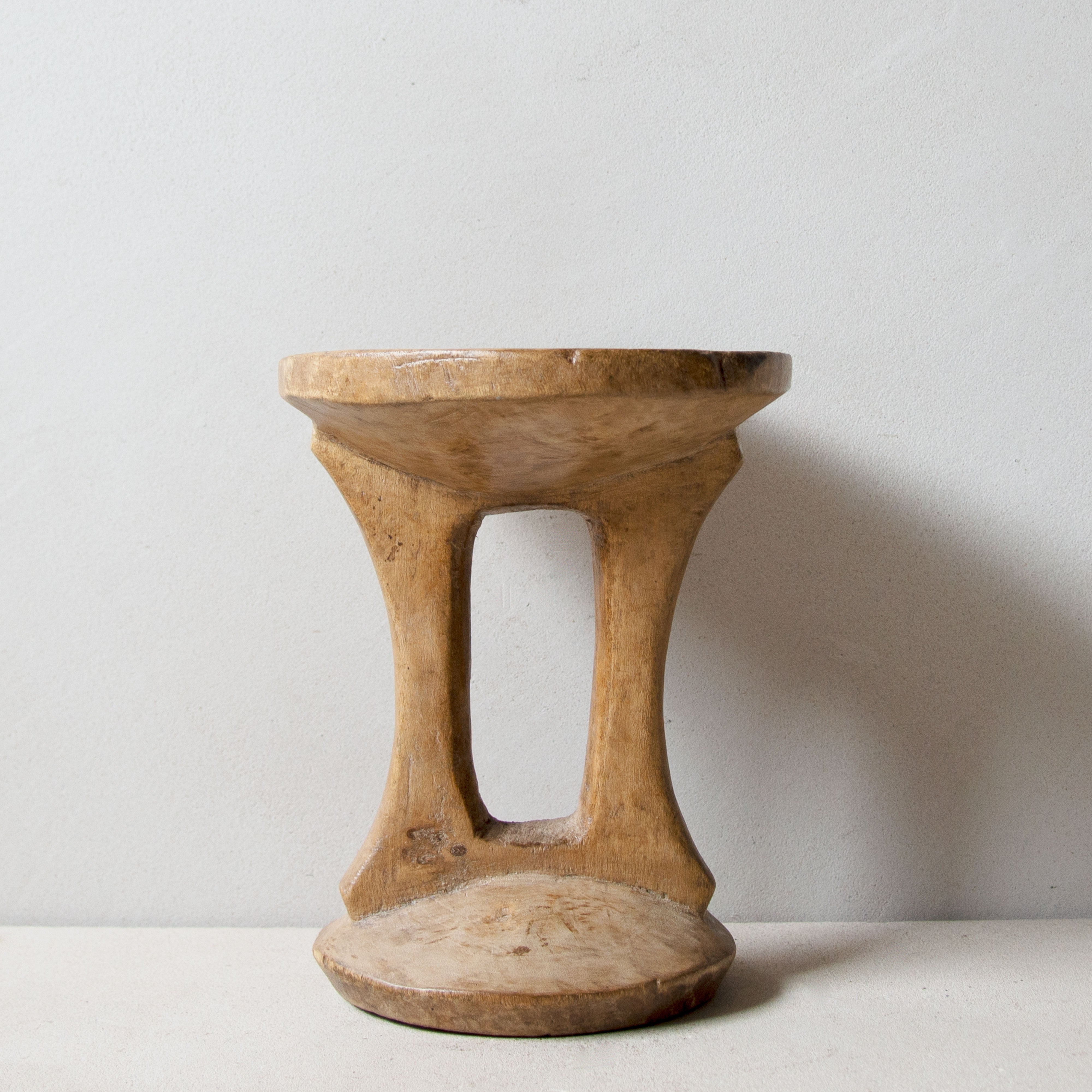 Front view of Khayni's hand-carved Pokot stool No.10