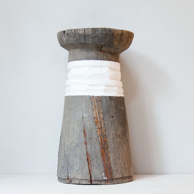 Lozi Mortar Stool with Stripe No.4